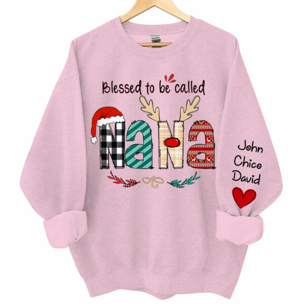 Blessed To Be Called Nana Personalized Sweatshirt - Custom Grandma and Grandkids Christmas Shirt - Image 8