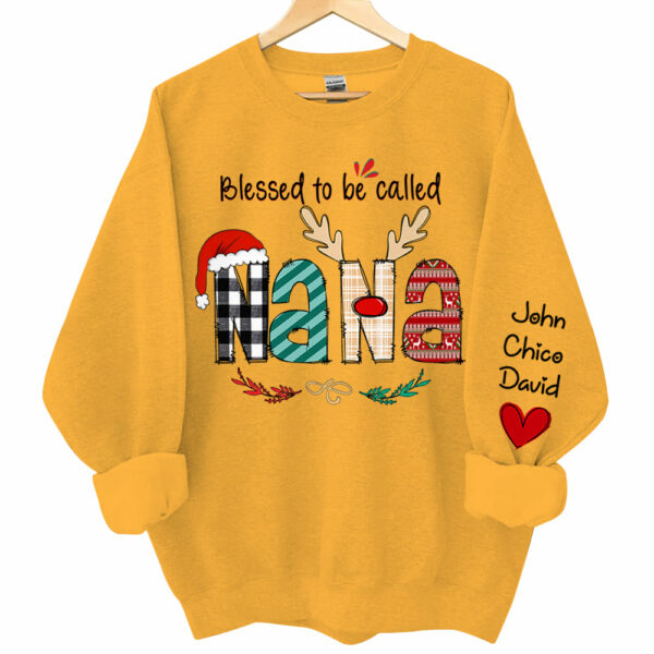 Blessed To Be Called Nana Personalized Sweatshirt - Custom Grandma and Grandkids Christmas Shirt - Image 11