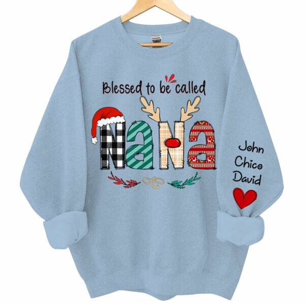Blessed To Be Called Nana Personalized Sweatshirt - Custom Grandma and Grandkids Christmas Shirt - Image 5