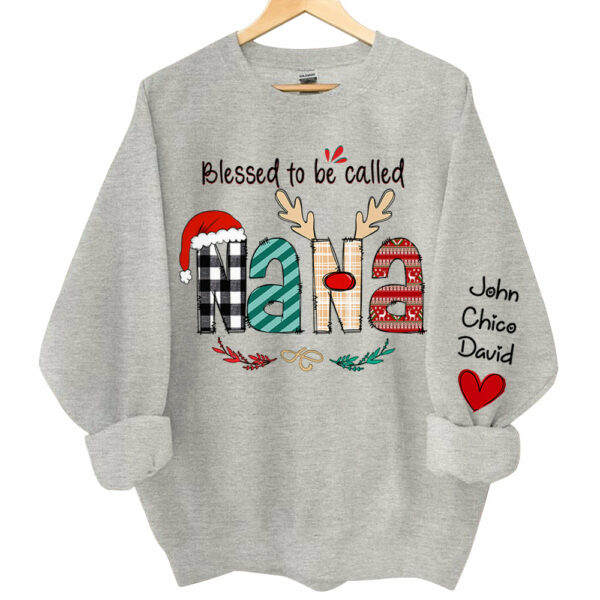 Blessed To Be Called Nana Personalized Sweatshirt - Custom Grandma and Grandkids Christmas Shirt - Image 3