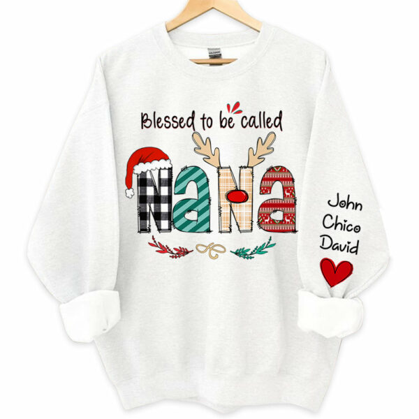 Blessed To Be Called Nana Personalized Sweatshirt - Custom Grandma and Grandkids Christmas Shirt - Image 6