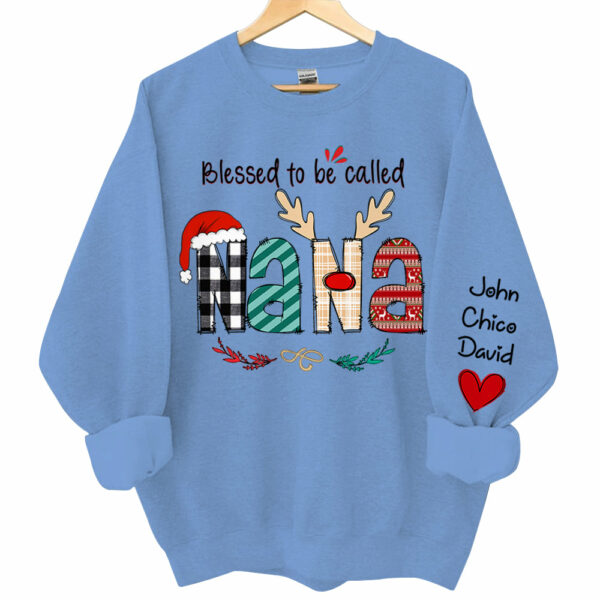 Blessed To Be Called Nana Personalized Sweatshirt - Custom Grandma and Grandkids Christmas Shirt - Image 4