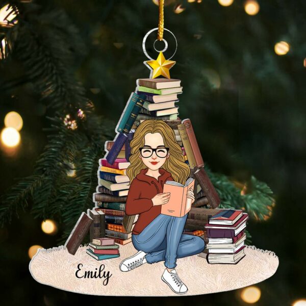 Books Christmas Tree Personalized Acrylic Ornament Gift For Book Lover, Reading Lovers - Image 3