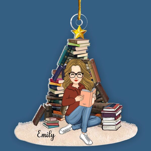 Books Christmas Tree Personalized Acrylic Ornament Gift For Book Lover, Reading Lovers - Image 4