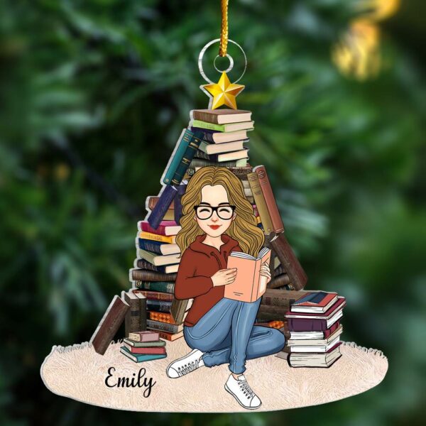Books Christmas Tree Personalized Acrylic Ornament Gift For Book Lover, Reading Lovers - Image 2