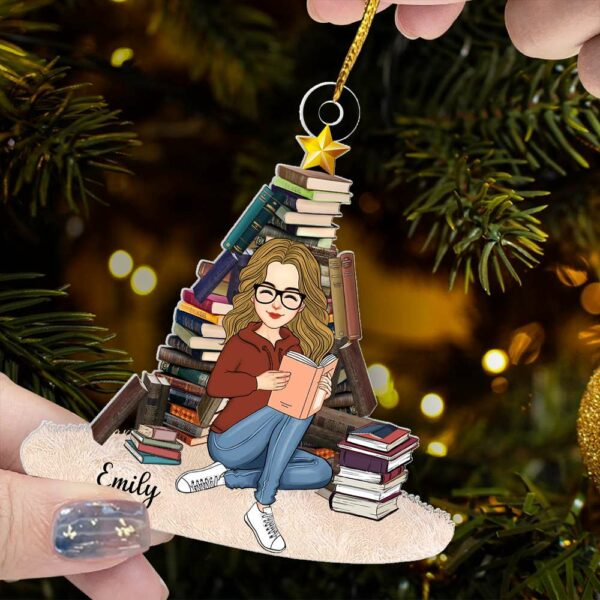Books Christmas Tree Personalized Acrylic Ornament Gift For Book Lover, Reading Lovers - Image 6