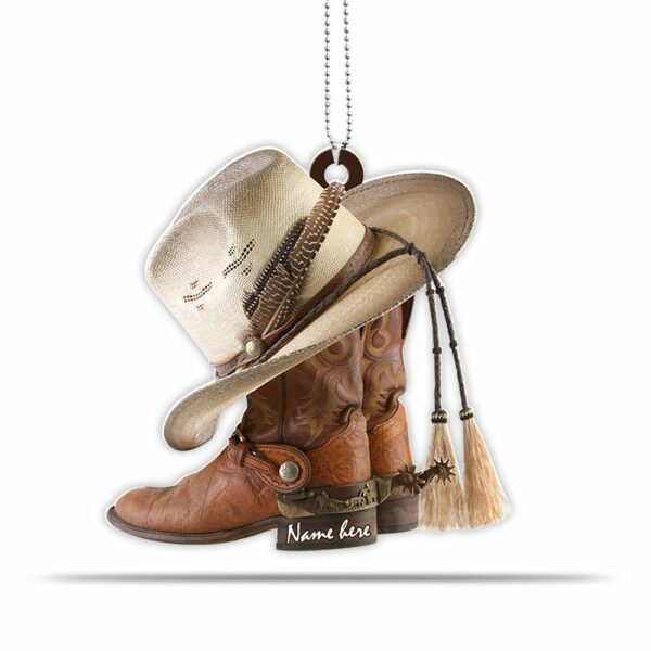 Boots And Hat Cowboy Personalized Car Ornament Gift For Cowgirl Horse Lovers - Image 2