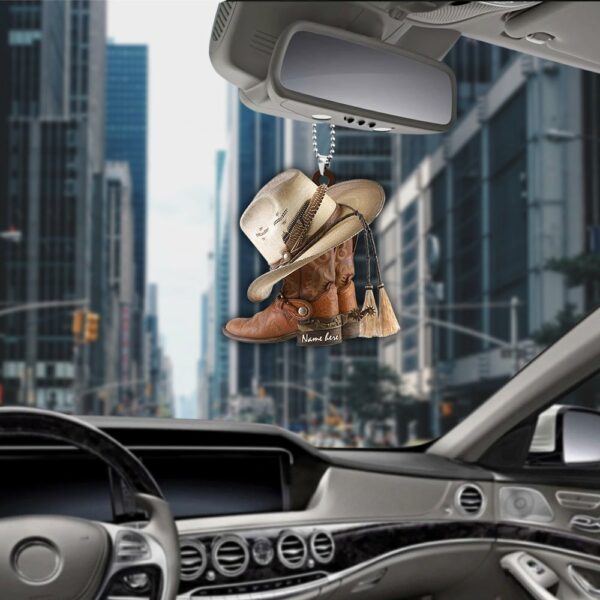 Boots And Hat Cowboy Personalized Car Ornament Gift For Cowgirl Horse Lovers - Image 4