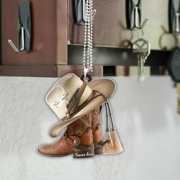 Boots And Hat Cowboy Personalized Car Ornament Gift For Cowgirl Horse Lovers - Image 3