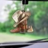 Boots And Hat Cowboy Personalized Car Ornament Gift For Cowgirl Horse Lovers