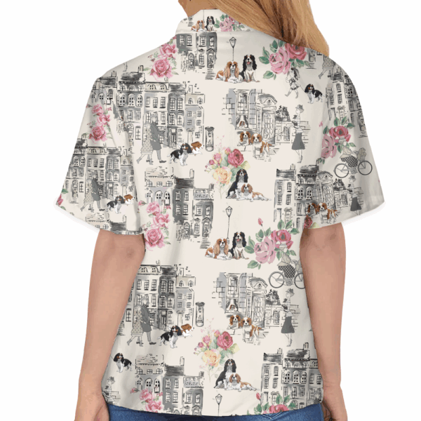 Border Collie Walking With Woman In Urban Hawaiian Shirt - Image 6