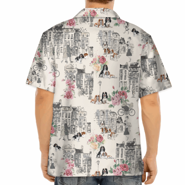 Border Collie Walking With Woman In Urban Hawaiian Shirt - Image 4