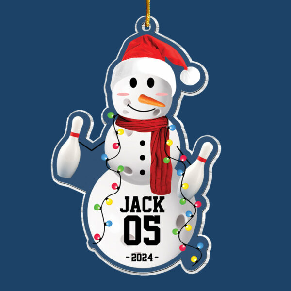 Bowling Snowman - Gifts For Players, Team, Boys - Personalized Acrylic Ornament - Image 5