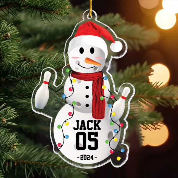 Bowling Snowman - Gifts For Players, Team, Boys - Personalized Acrylic Ornament - Image 6