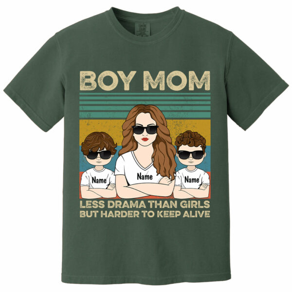 Boy Mom - Less Drama Than Girls But Harder To Keep Alive Shirt, Gift for Mother's Day Tu24 - Image 11