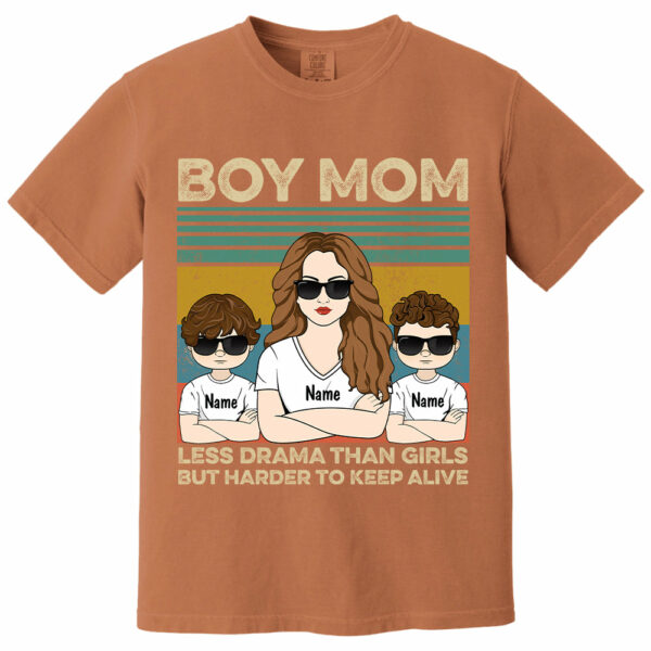 Boy Mom - Less Drama Than Girls But Harder To Keep Alive Shirt, Gift for Mother's Day Tu24 - Image 14