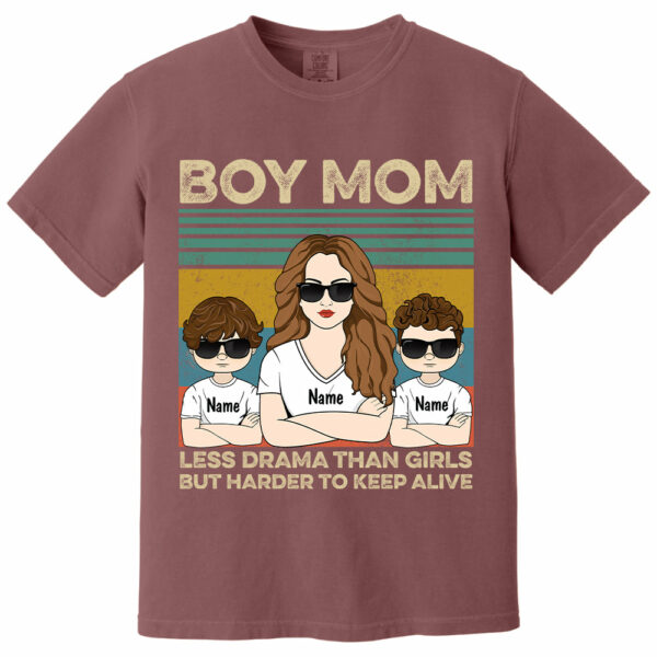 Boy Mom - Less Drama Than Girls But Harder To Keep Alive Shirt, Gift for Mother's Day Tu24 - Image 12