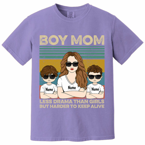 Boy Mom - Less Drama Than Girls But Harder To Keep Alive Shirt, Gift for Mother's Day Tu24 - Image 9