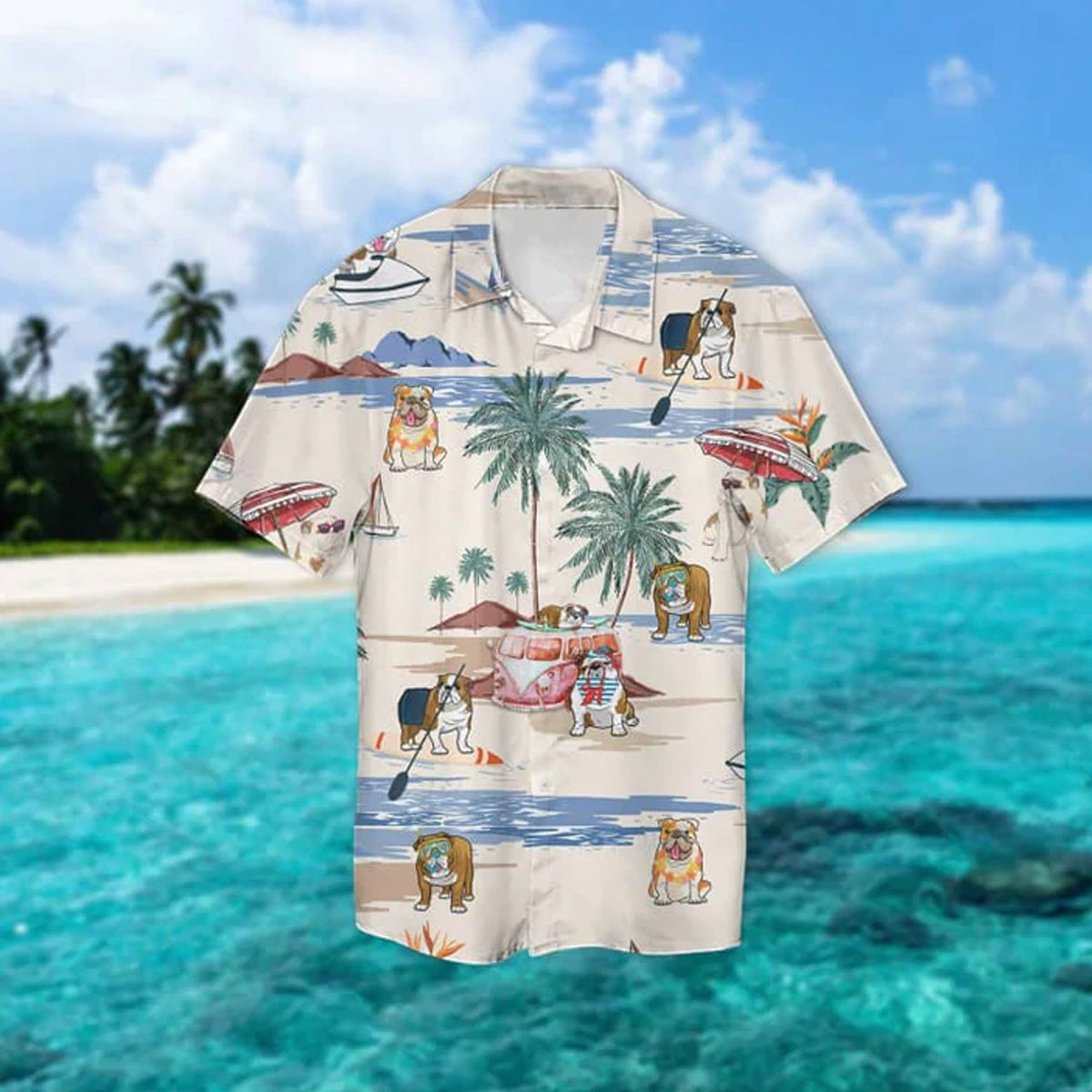 Bulldog Summer Beach Hawaiian Shirt