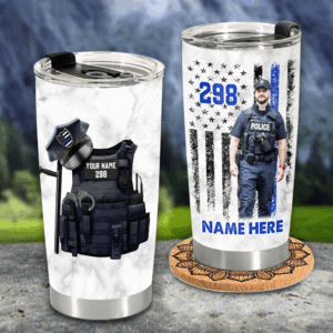 Bulletproof Thin Blue Line Personalized Tumbler Gift For Police - Custom Gifts For Policeman Police Officer