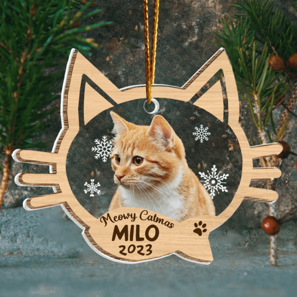 Cat Memorial Ornament, Loss of Cat Gift, Cat Christmas Ornament Personalized Acrylic Cat Ornaments Cat Custom Photo