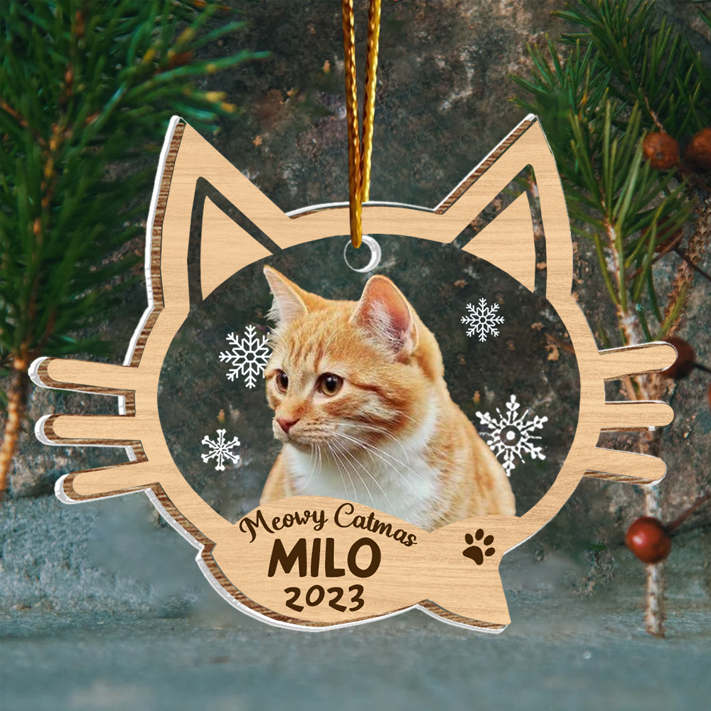 Cat Memorial Ornament, Loss of Cat Gift, Cat Christmas Ornament Personalized Acrylic Cat Ornaments Cat Custom Photo