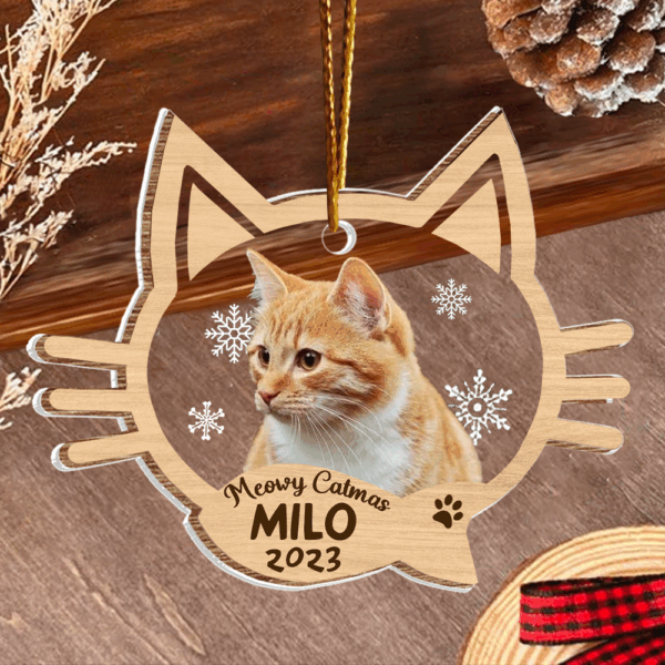 Cat Memorial Ornament, Loss of Cat Gift, Cat Christmas Ornament Personalized Acrylic Cat Ornaments Cat Custom Photo - Image 2