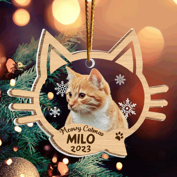 Cat Memorial Ornament, Loss of Cat Gift, Cat Christmas Ornament Personalized Acrylic Cat Ornaments Cat Custom Photo - Image 3