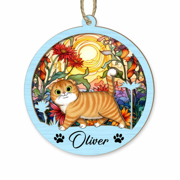 Cat Suncatcher Personalized Ornament, Pet Christmas Ornament, Cat Ornament