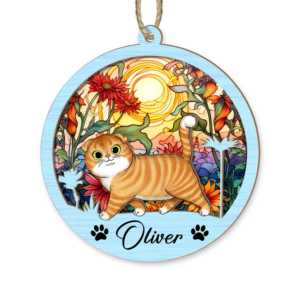 Cat Suncatcher Personalized Ornament, Pet Christmas Ornament, Cat Ornament