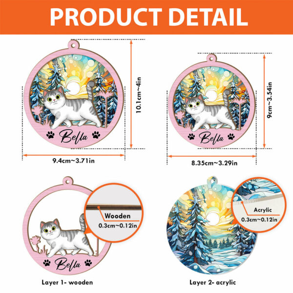 Cat Suncatcher Personalized Ornament, Pet Christmas Ornament, Cat Ornament - Image 6