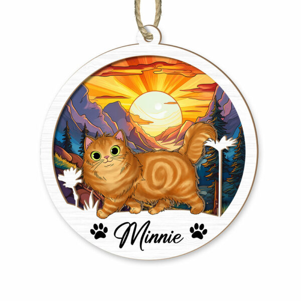 Cat Suncatcher Personalized Ornament, Pet Christmas Ornament, Cat Ornament