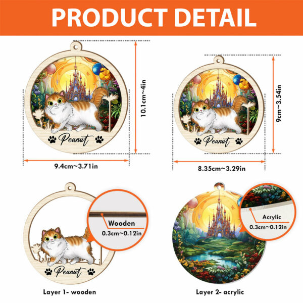 Cat Suncatcher Personalized Ornament, Pet Christmas Ornament, Cat Ornament - Image 6