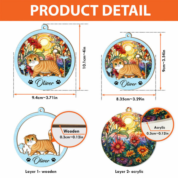 Cat Suncatcher Personalized Ornament, Pet Christmas Ornament, Cat Ornament - Image 6