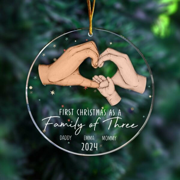 Celebrate First Christmas As A Family Of Three - Personalized Acrylic Ornament - Image 4