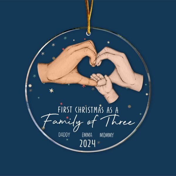 Celebrate First Christmas As A Family Of Three - Personalized Acrylic Ornament - Image 5