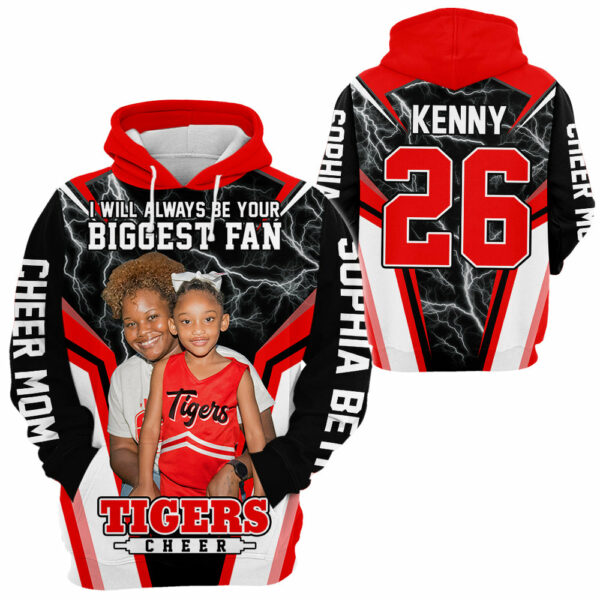 Cheerleader I Will Always Be Your Biggest Fan Personalized All Over Print Shirt For Cheer Mom Grandma Cheer Family Game Day Shirt H2511 - Image 4