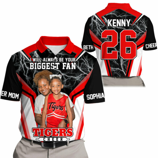 Cheerleader I Will Always Be Your Biggest Fan Personalized All Over Print Shirt For Cheer Mom Grandma Cheer Family Game Day Shirt H2511 - Image 2