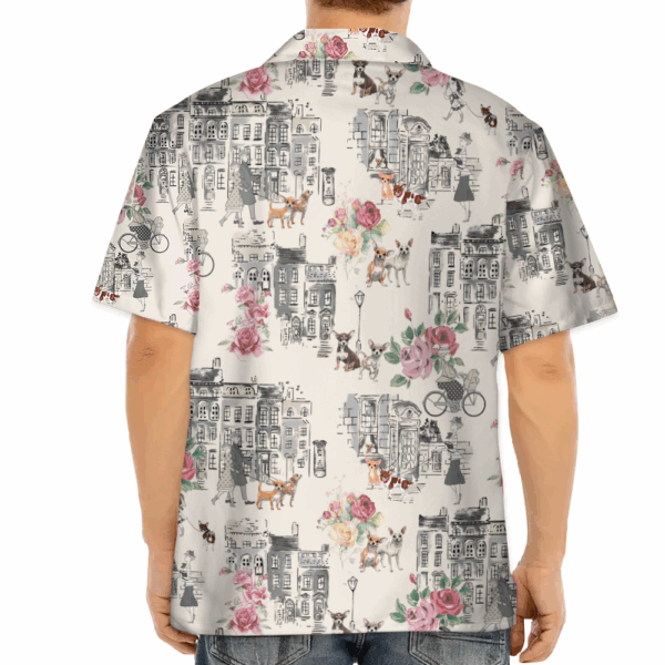 Chihuahua Walking With Woman In Urban Hawaiian Shirt - Image 4