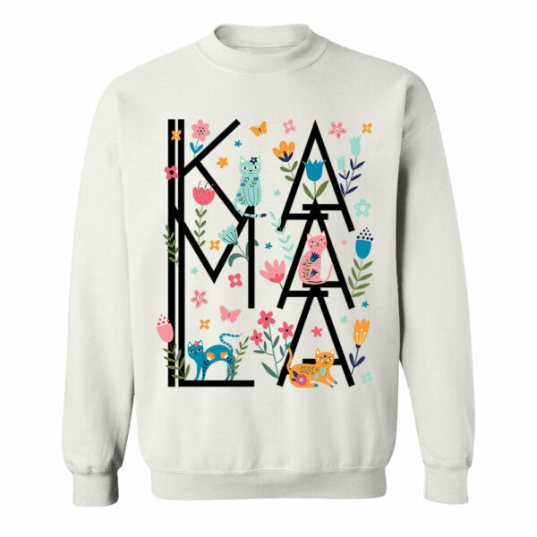 Childless Cat Ladies For Kamala Floral Cat Shirt - Image 9