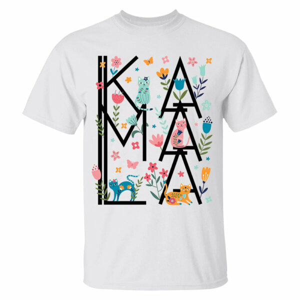 Childless Cat Ladies For Kamala Floral Cat Shirt - Image 4