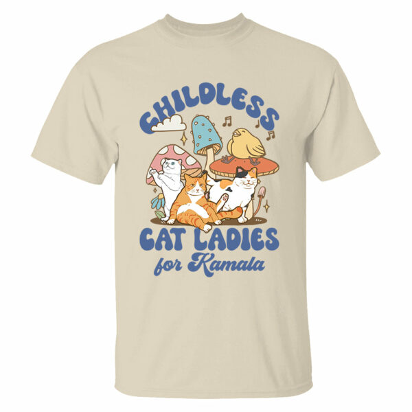 Childless Cat Ladies For Kamala Groovy Shirt - Image 4