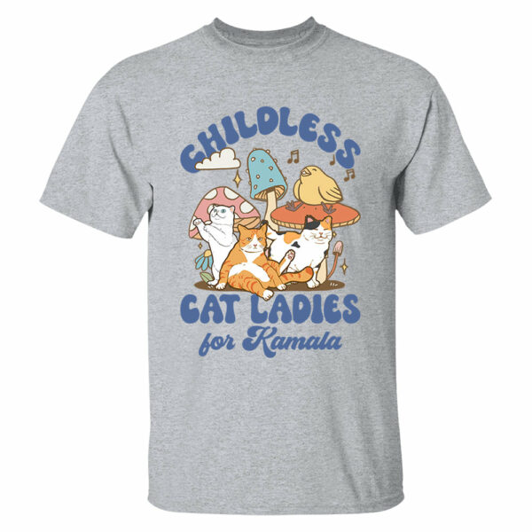 Childless Cat Ladies For Kamala Groovy Shirt - Image 3