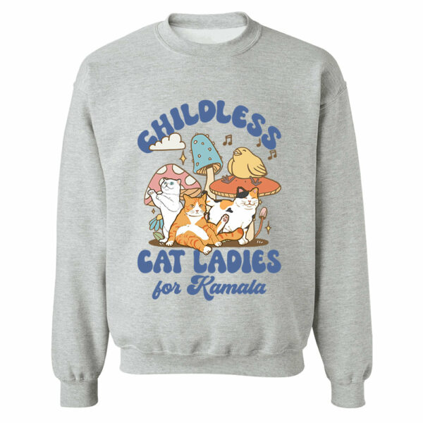 Childless Cat Ladies For Kamala Groovy Shirt - Image 8