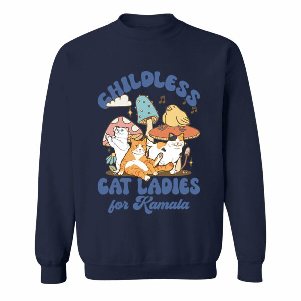 Childless Cat Ladies For Kamala Groovy Shirt - Image 9
