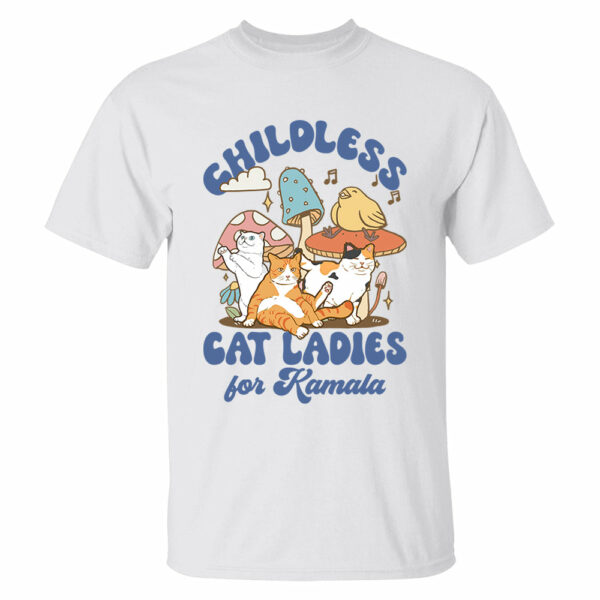 Childless Cat Ladies For Kamala Groovy Shirt - Image 2