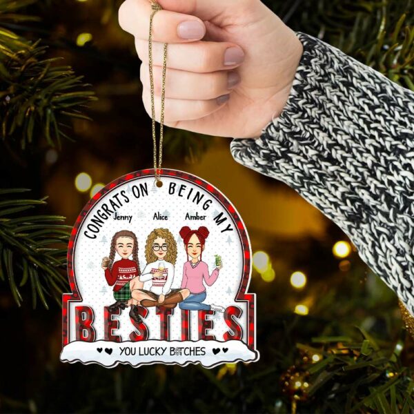 Christmas Congrats On Being My Bestie - Gift For Bestie - Personalized Custom Shaped Wooden Ornament - Image 6