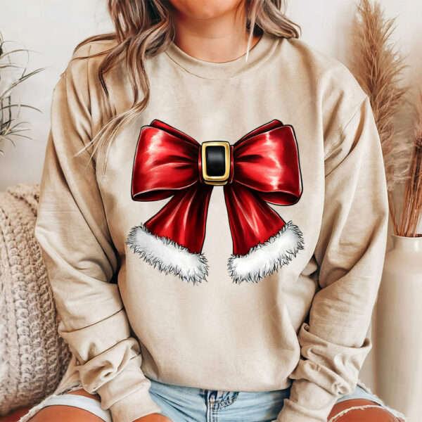 Christmas Coquette Bow Shirt, Christmas Santa Bow Gift - Image 4