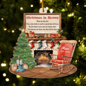 Christmas In Heaven - Memorial Personalized Custom Ornament - Wood Unique Shaped - Christmas Gift, Sympathy Gift For Family Members