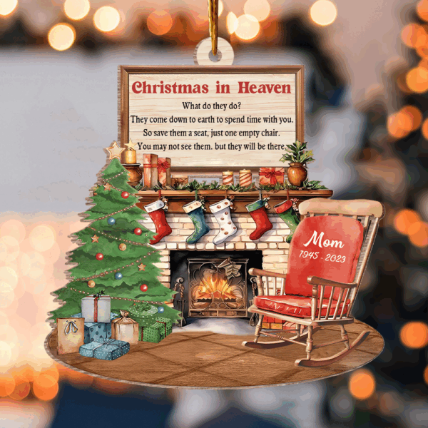 Christmas In Heaven - Memorial Personalized Custom Ornament - Wood Unique Shaped - Christmas Gift, Sympathy Gift For Family Members - Image 3